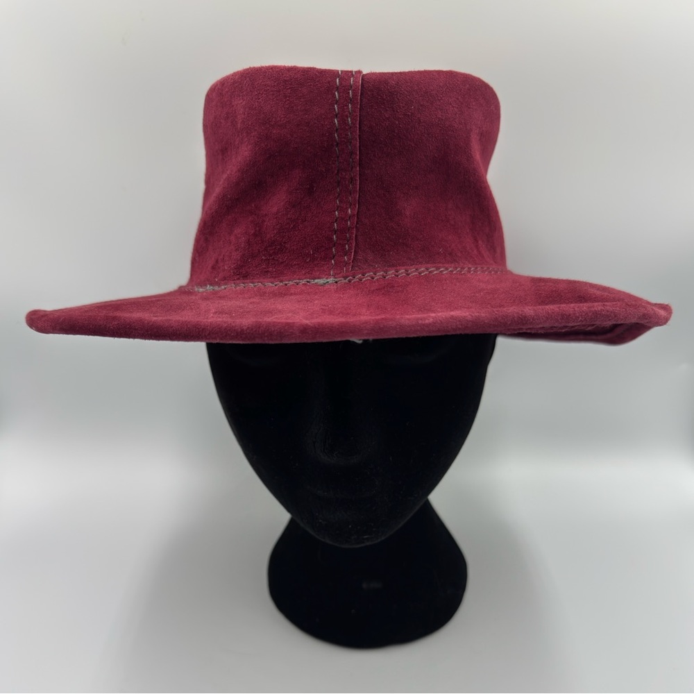 Vintage Australian Burgundy Walkabout Genuine Leather/Suede Hat Size Small